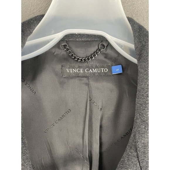 Vince Camuto Trench Coat Mens Large Full Length Charcoal Gray Overcoat Designer - Picture 8 of 13